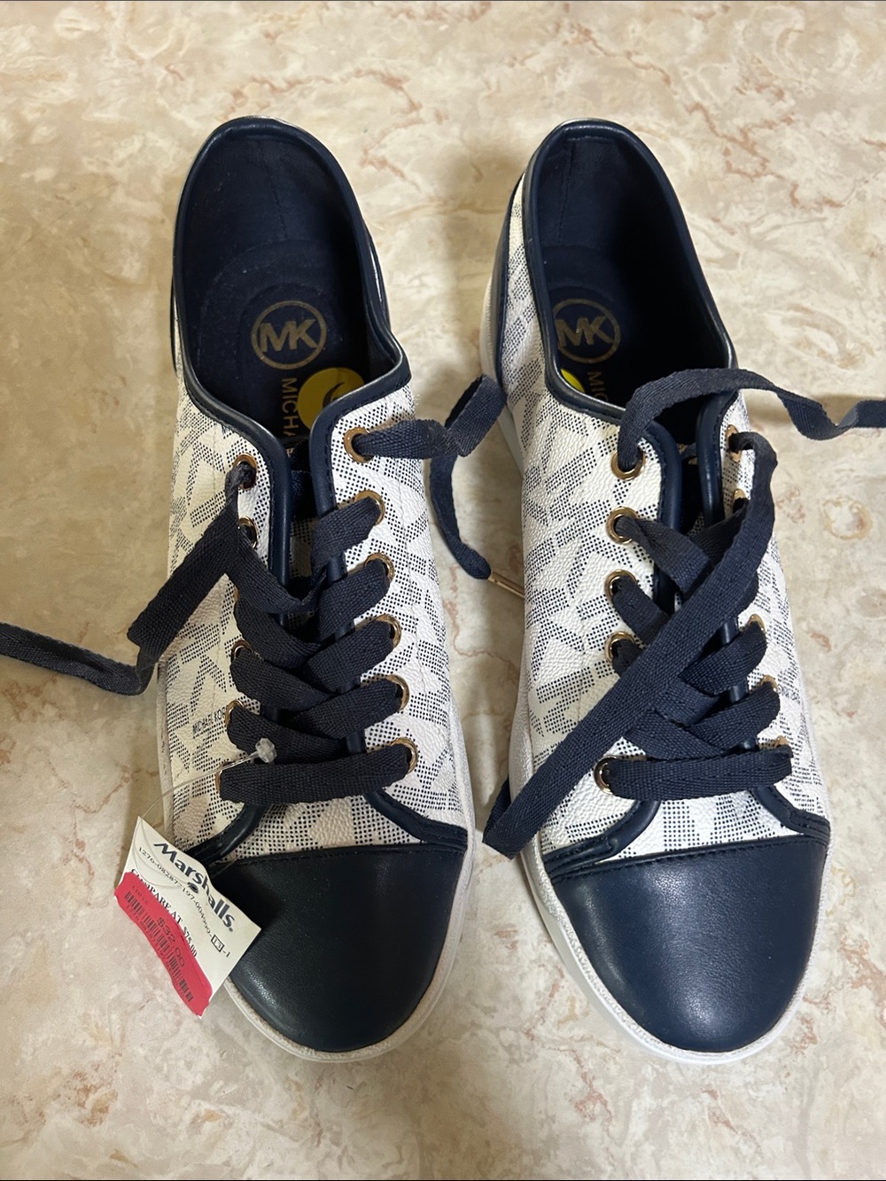 MICHAEL Michael Kors Navy and White MK Monogram Lace-Up Sneakers